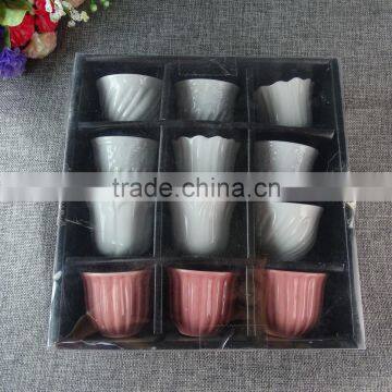 Wholesale Bulk 12 PCS White And Pink Style Ceramic Porcelain Mini Tea Cup Set In Gift Box photo-2