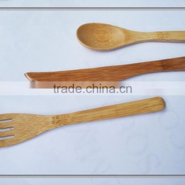 3pieces portable bamboo flatware sets: spoon fork &knife