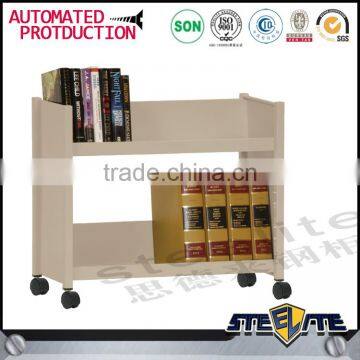 School Library Steel Book Wheels Trolley Cart With 2 Shelves photo-3