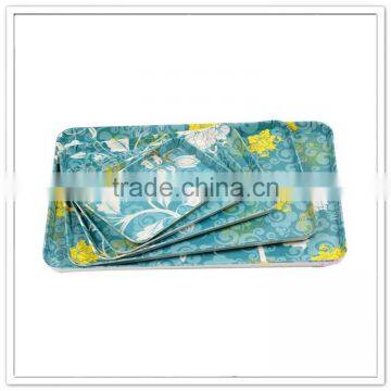 EU Standard Non-slip Plastic Ware for Hotel Handled Cappuccino Printing Rectangular Melamine Coffee Serving Tray photo-3