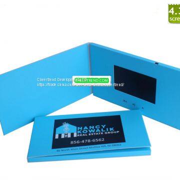 2017 the latest high quality Full Blue color printing 4.3 inch tft lcd video advertising brochure/video greeting card