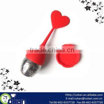 Hot Sale heart Shape Tea Infuser/Tea Strainer,stainless steel + silicone,CK-TI0079