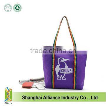 ECO Friendly Women Pop Nylon Shopping Tote Bag With Handle Stich To Bottom