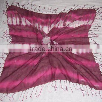 Printed Square Cotton Bandana With Fringes