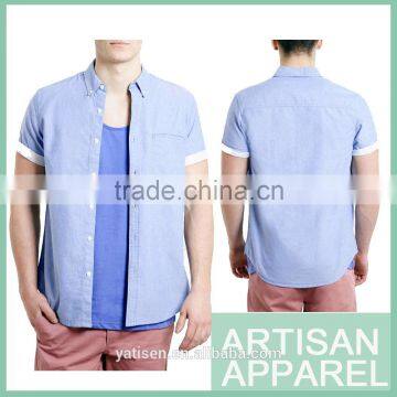 2015 new 100% cotton Short Sleeve Casual Shirt for man whole sale plain shirts