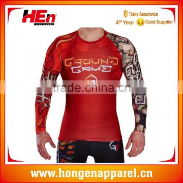 Hongen apparel Factory best price rash gaurds custom good quality red rash guard