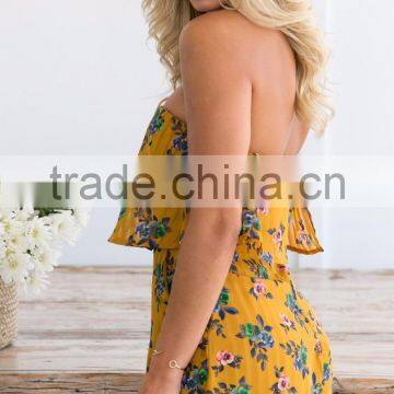 Floral Printing Sleeveless Ruffle Playsuit Woman Summer Romper photo-3