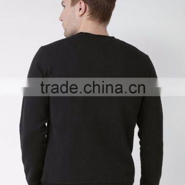 Black Custom Printed Sweatshirt Fleece Lined Autumn Casual Mens Clothing Pullover 80% Cotton 20% Polyester Fabric Material Sweat photo-4