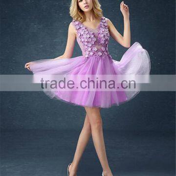 MGOO Embroidery Beaded Bridesmaid Dress Crystals Pearl Flower Formal Dress Mini Dress For Princess Party photo-3