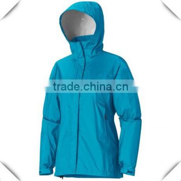 high quality blue blank hooded lightweight waterproof jackets for women