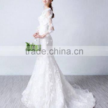 2017 Wholesale Custom Long Sleeve Mermaid Wedding Dress photo-4