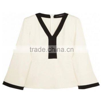 Ladies Long sleeve contrast piping 2015 new desing Suit spring women's tailored comfortable Dress