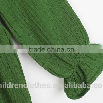 Fashion Green Baby Colthes Children Frocks Designs Ruffle Long Sleeve Warm Girl Dress