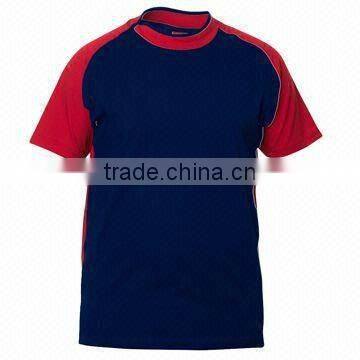 100% Combed Cotton Single Jersey T-shirt with Contrast Color on Neck and Sleeves