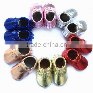 Hot Selling Baby Leather Moccasin Shoes the Metal Color Moccasins Shoes photo-2
