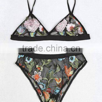 Runwaylover 5479 Hot Sale Embroider Floral Bra and Thongs Set photo-4