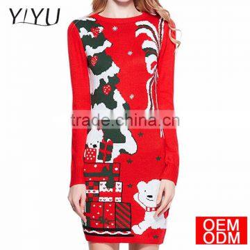 Women Christmas Sweater Ugly Cowl Neck Cute Reindeer Xmas Sweater Dress