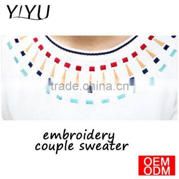 Custom Winter Autumn Casual Long Sleeve Folk Embroidery Couple Sweater photo-3
