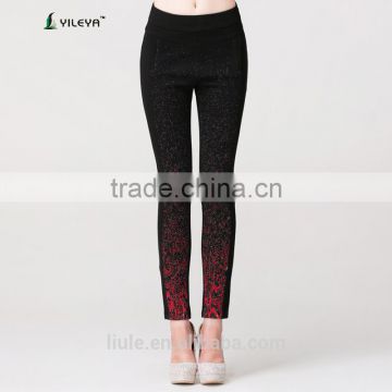 black body fitted jeans high waisted pants women with shinny decoration