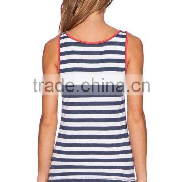 Contrast Trim Polyester Cotton Tank Top photo-3