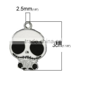 Nightmare Before Christmas Halloween Skull Silver Tone Enamel Charm Pendants photo-3