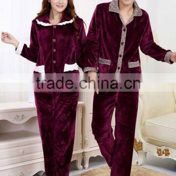 2015 New Design Couples Causal Long-sleeved Flannel Nightgown