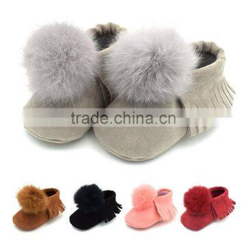 Suede Baby Shoes 2017 Pom Pom Newborn Baby Moccasins M7091301