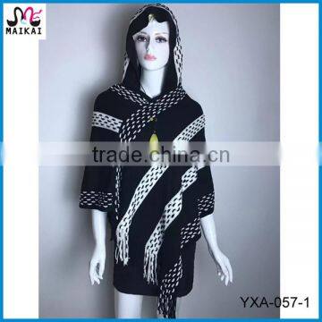 New fashion custom design women knit poncho with hooded