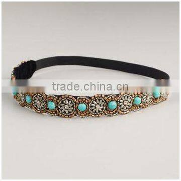 Beautiful Beaded Headband Rhinestone Embroidered headband Elastic Stretchable Hairband accessories for women wedding applique