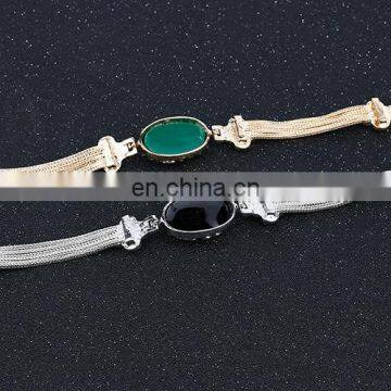 Retro Style Bracelet Multi Alloy Line Hollow Bracelet Colorful Stone Bracelet Silver photo-3