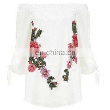 Ladies Floral Embroidered White Shoulderless Long Summer Tops (TP1761702) photo-5