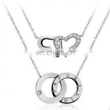 double heart double ball necklace love forever meaning necklace heart crystal alloy jewellery