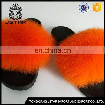 Attractive Design Fox Skin Fur Slippers For Women Sandal Slide Slipper