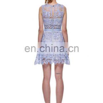 Light Blue/sky Blue Sexy Dress With Lace Hollow Out Lady Skirt Dress photo-2