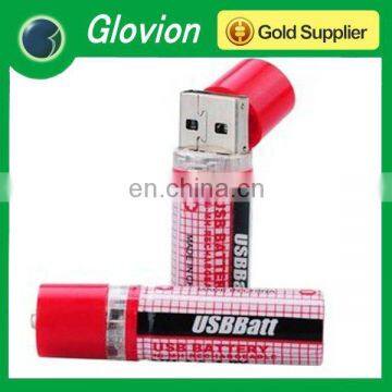 2 X 1450mAh 1.2V USB Rechargeable NH-AA AA USBBatt Battery Red