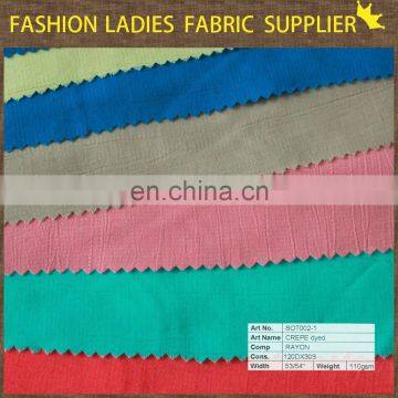 2015wholesale high quality 100%rayon crepe plain dyed fabric