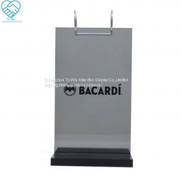 Table top A5 metal glass flip restaurant menu card sign holder