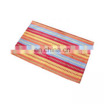 Chinese wholesale cotton and polyester fabric doormat colorful stripe floor mat