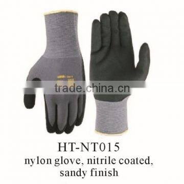 sandy finish nitrile coated nylon glove / nitrile gloves/ working gloves