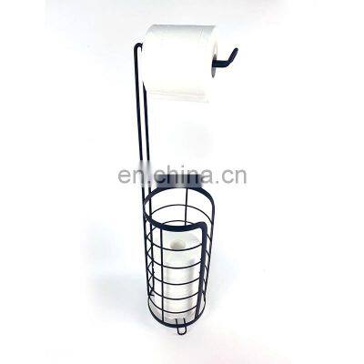 Chinese Factory Direct Black Metal shelf Tissue Holder Bathroom Toilet Tissue Paper Roll Storage Holder