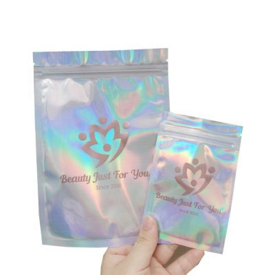 Holographic transparent small laminated aluminum foil packaging bag for cosmetic