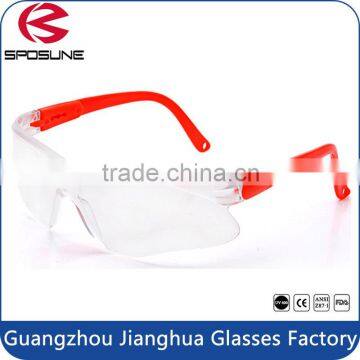 Economical shatterproof onion cutting safety glasses clear lens red temple woodworking metalcutting indoor or outdoor working