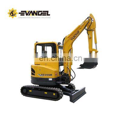 Yuchai 3.5 ton Mini hydraulic crawler excavator YC35SR small digger with zero swing hot sale in Southeast Asia