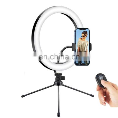 Dimmable Round Base Led Ring Light Hoop Portable Folding Selfie Phone Stand Telescopic Selfie Led Ring Lamp