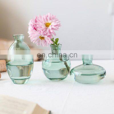 Tabletop Decoration Wholesale Nordic Home Wedding Creative Unique Mini Pot Set Decorative Bottles Flower Glass Bud Vase