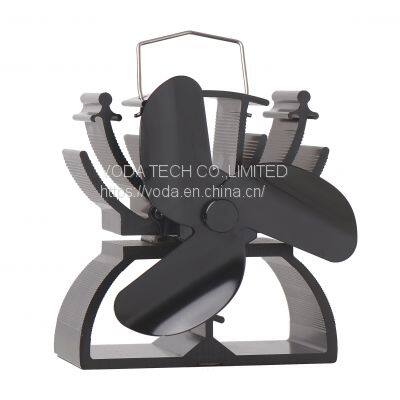 Ventlation blower 5 blades wood burning wood heat powered charcoal stove fan
