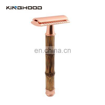 Eco Bamboo Wood handle Razor Blade Double Edge Shaving Razor for Women and Men Face