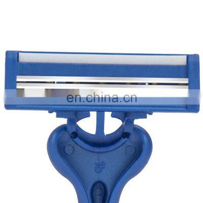 Disposable Triple Men Razor Plastic Rubber Handle Germany Sharp Blade Shaving Razor Pivoting Blade Head LY3-04B