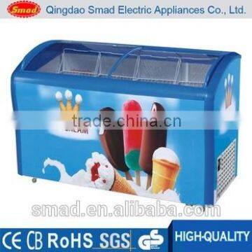 Top Open Sliding Glass Door Display Ice Cream Chest Freezer