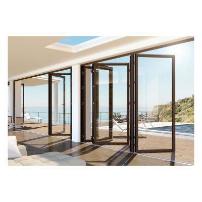 Aluminum Patio Door Luxury Low E Glass Frame Aluminium Bifold Folding Door